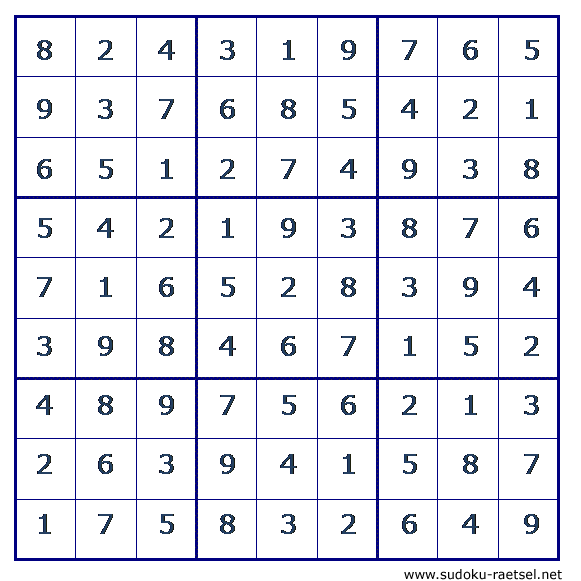 Lösung Sudoku 110 schwer