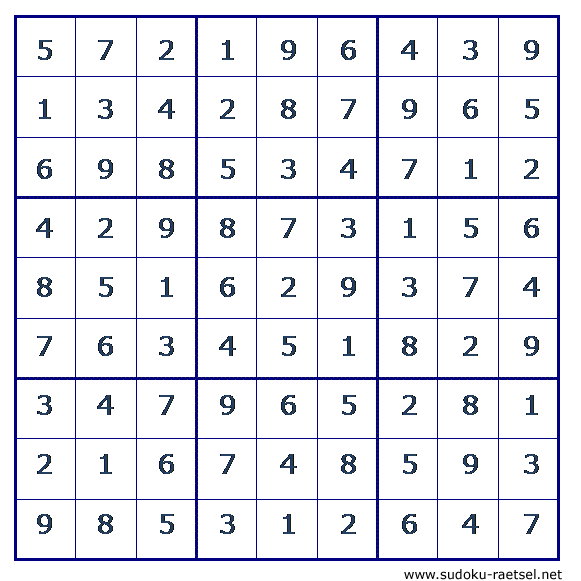 Lösung Sudoku 129 sehr schwer