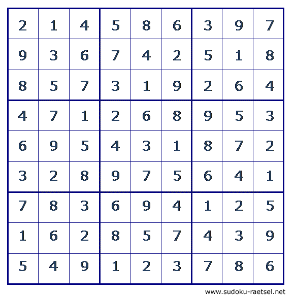 Lösung Sudoku 13 leicht