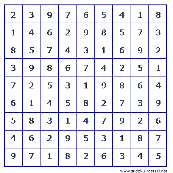 Lösung Sudoku 140 sehr leicht
