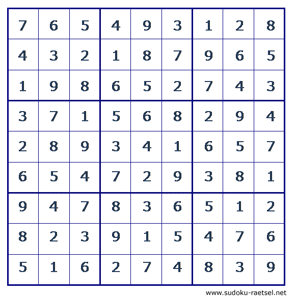 Lösung Sudoku 150 sehr leicht
