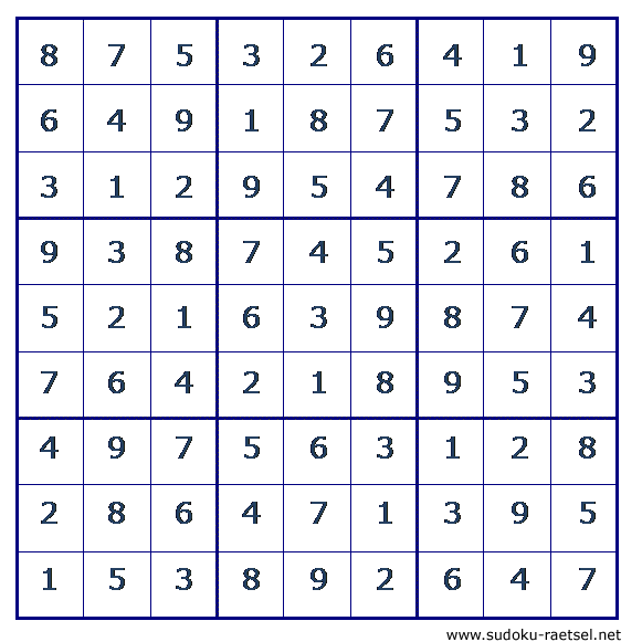 Lösung Sudoku 160 leicht