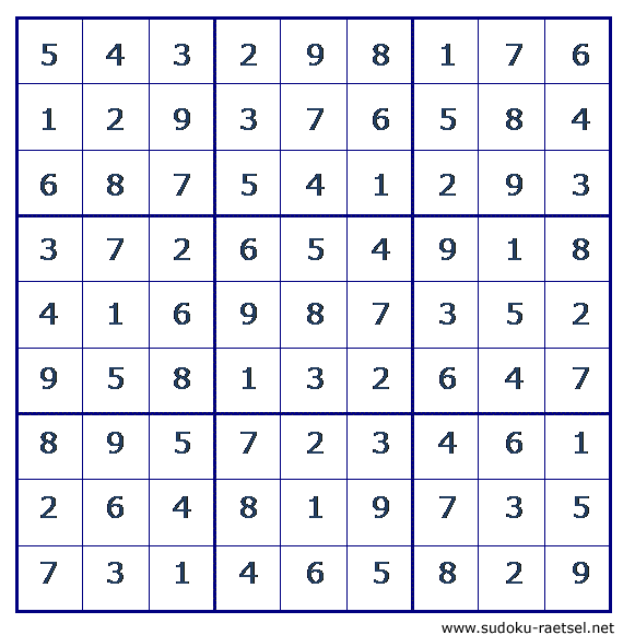 Lösung Sudoku 166 leicht