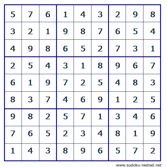 Lösung Sudoku 167 leicht