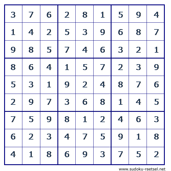 Lösung Sudoku 168 leicht