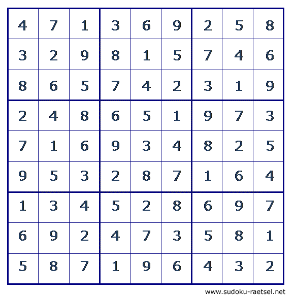 Lösung Sudoku 17 mittel