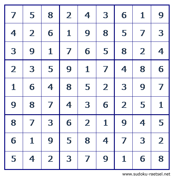 Lösung Sudoku 172 mittel