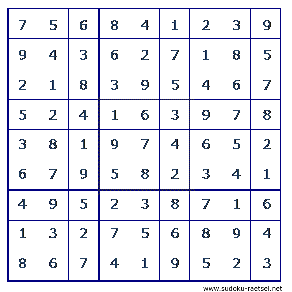Lösung Sudoku 181 mittel