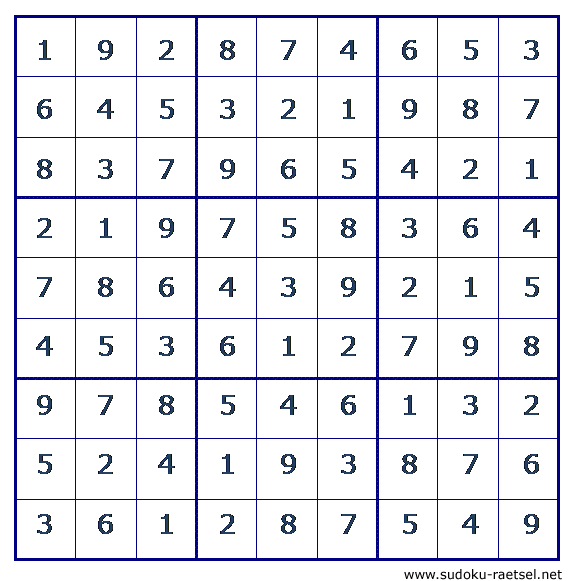 Lösung Sudoku 185 mittel