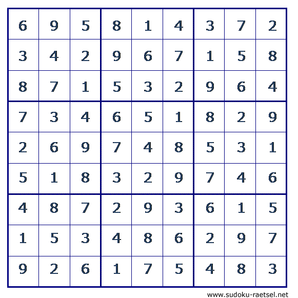 Lösung Sudoku 187 mittel
