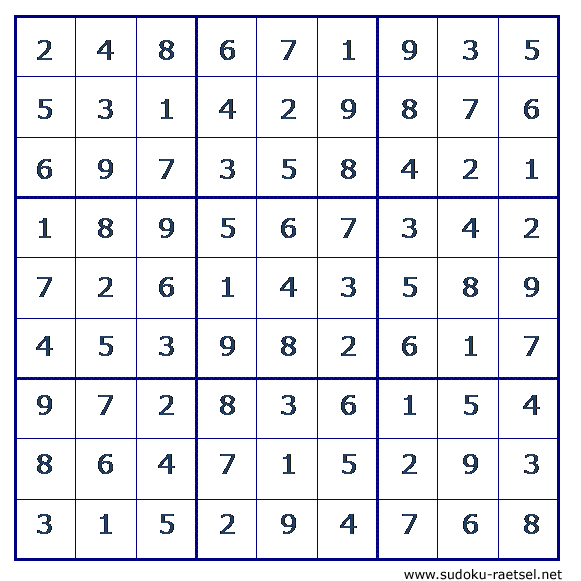 Lösung Sudoku 189 mittel