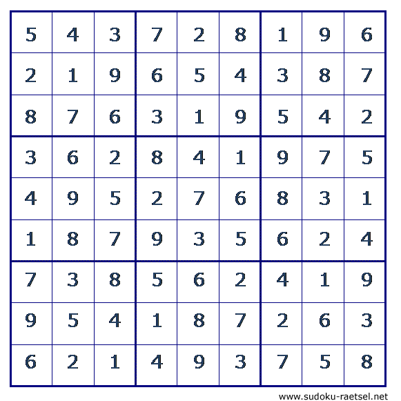 Lösung Sudoku 19 mittel