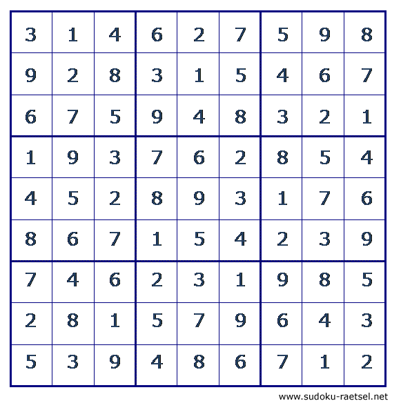 Lösung Sudoku 2 sehr leicht