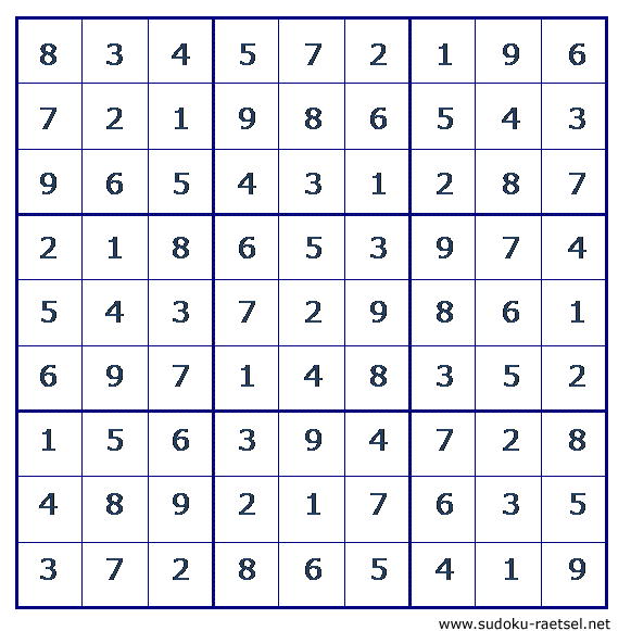 Lösung Sudoku 204 schwer