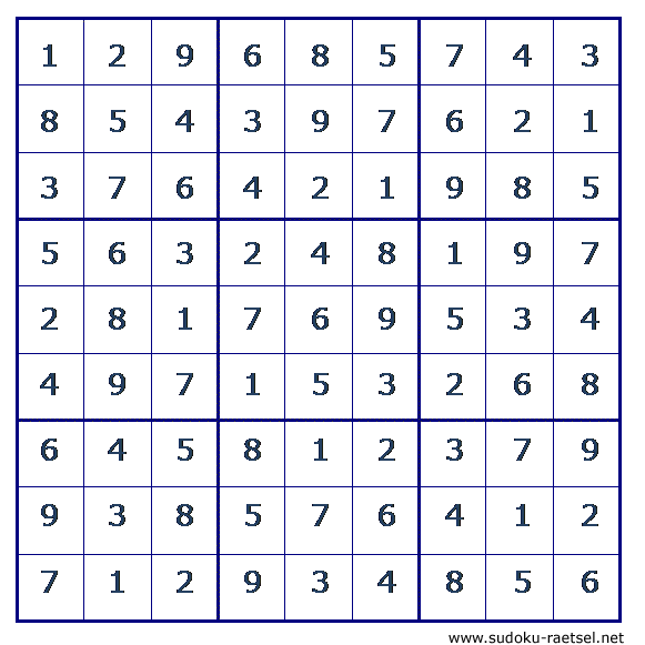 Lösung Sudoku 210 schwer