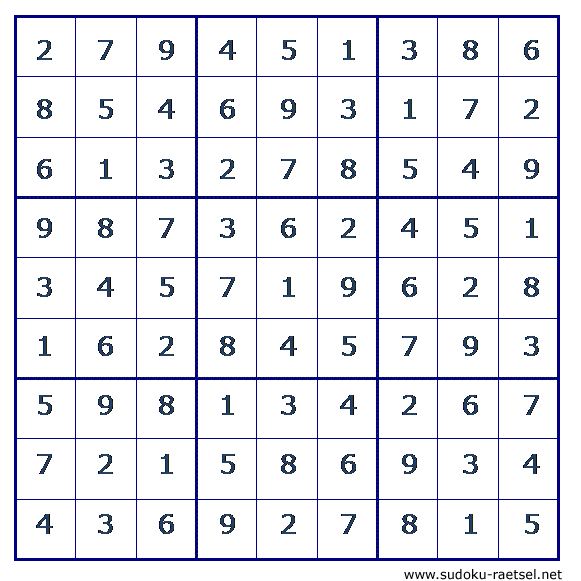 Lösung Sudoku 217 leicht