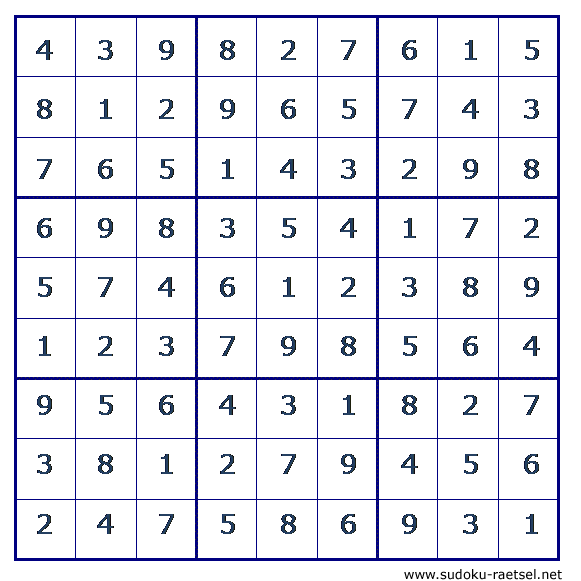 Lösung Sudoku 22 schwer