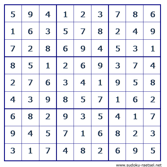 Lösung Sudoku 222 leicht