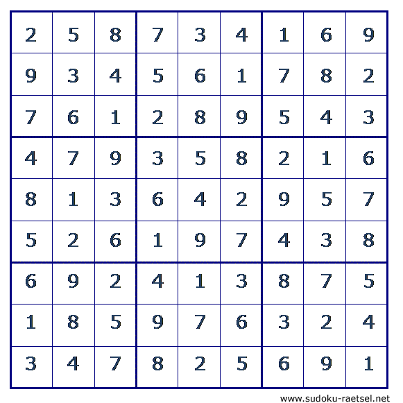 Lösung Sudoku 234 mittel