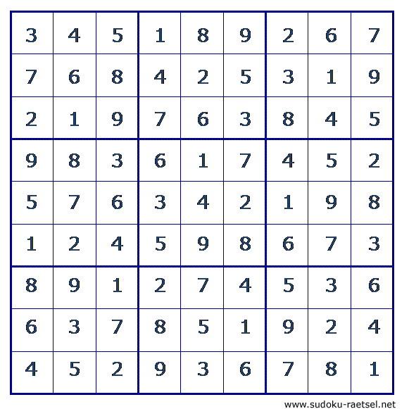 Lösung Sudoku 239 mittel
