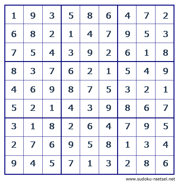 Lösung Sudoku 25 schwer