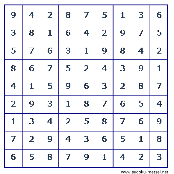 Lösung Sudoku 29 sehr schwer