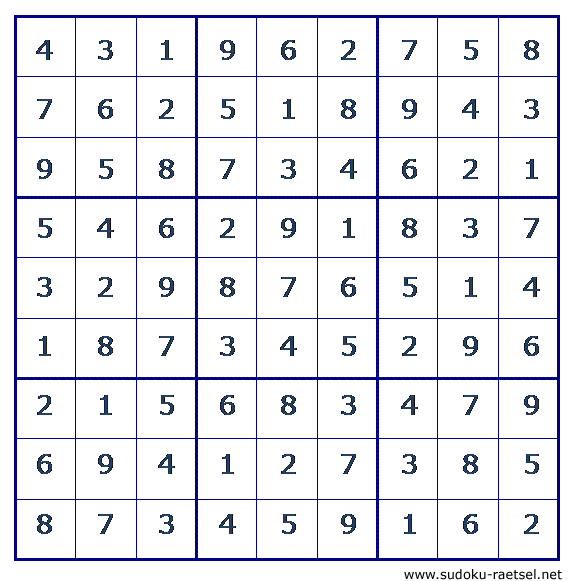Lösung Sudoku 3 leicht