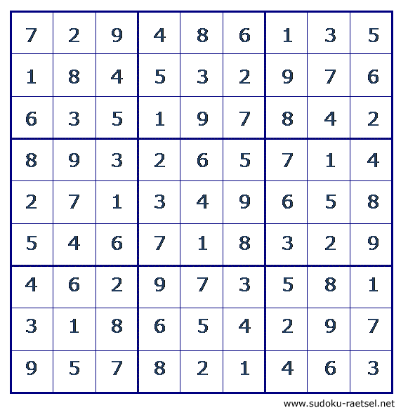 Lösung Sudoku 30 sehr schwer