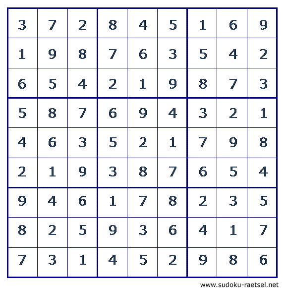 Lösung Sudoku 51 leicht
