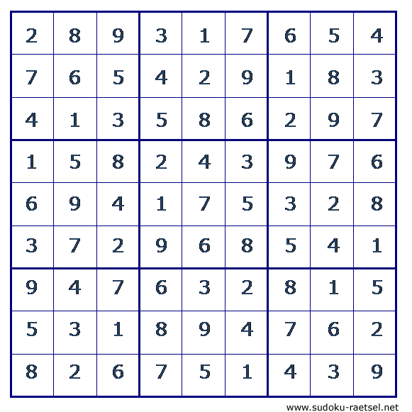 Lösung Sudoku 59 leicht