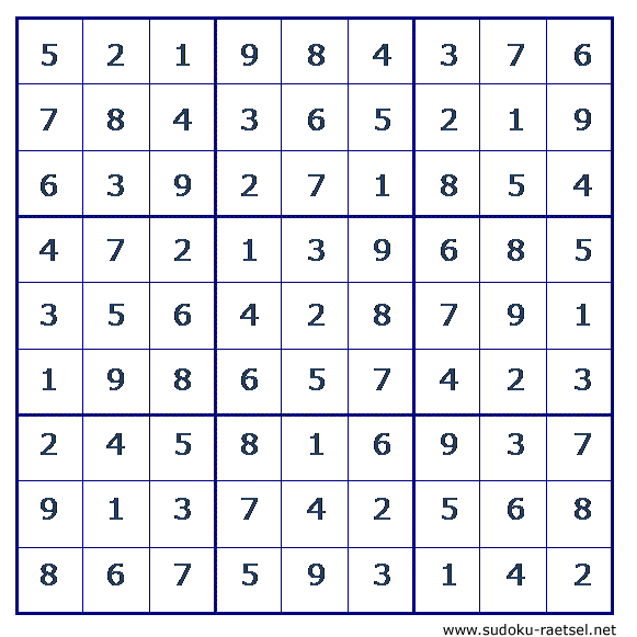 Lösung Sudoku 6 sehr leicht