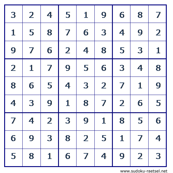 Lösung Sudoku 60 leicht