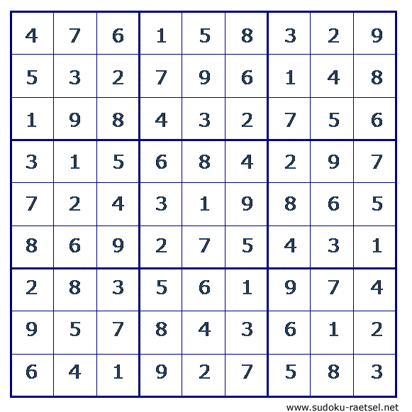 Lösung Sudoku 62 leicht