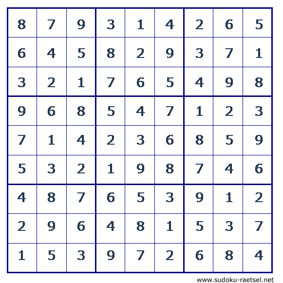 Lösung Sudoku 70 leicht