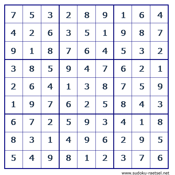 Lösung Sudoku 73 mittel