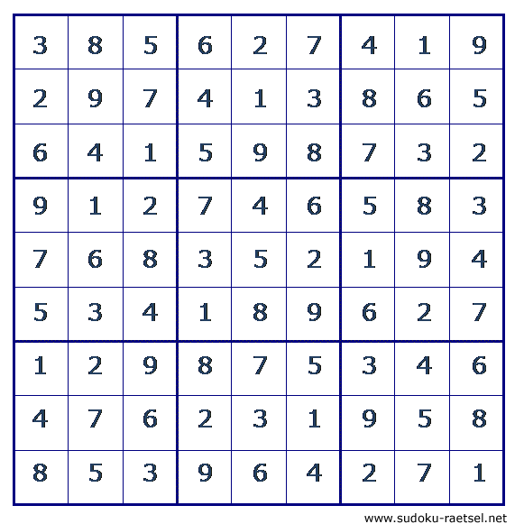 Lösung Sudoku 74 mittel