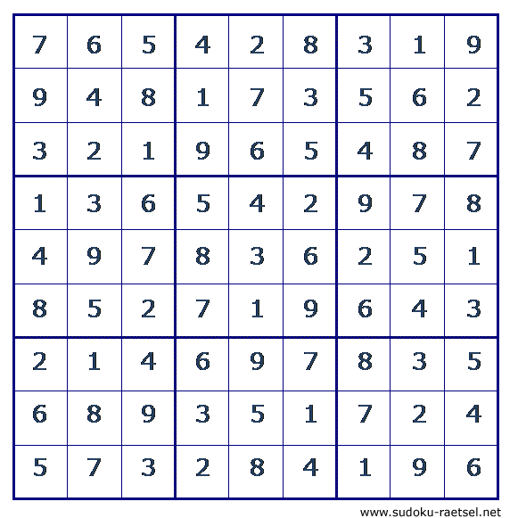 Lösung Sudoku 76 mittel