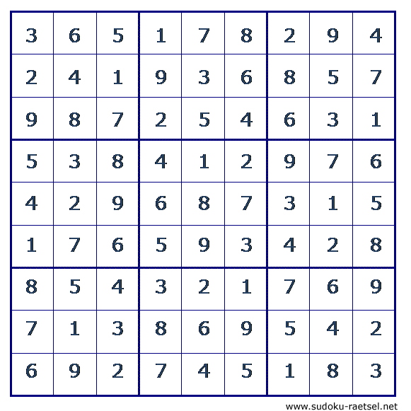 Lösung Sudoku 78 mittel