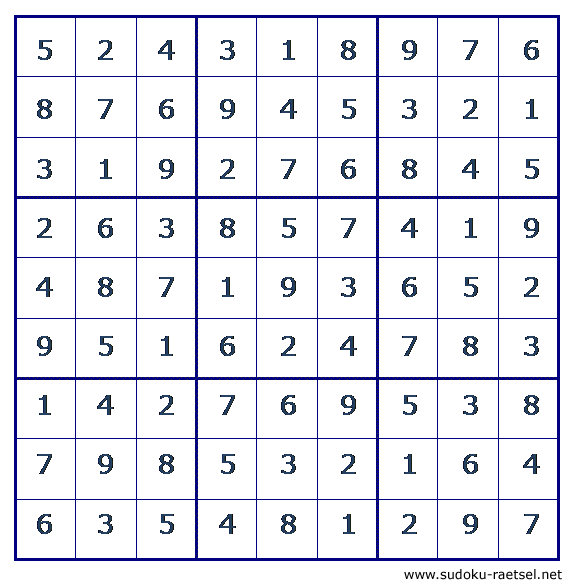Lösung Sudoku 79 mittel