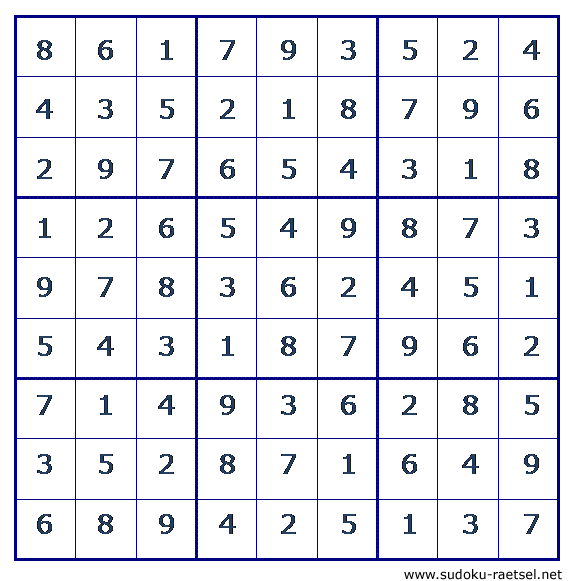 Lösung Sudoku 8 sehr leicht
