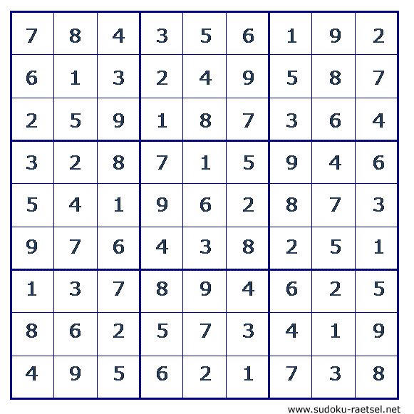 Lösung Sudoku 80 mittel