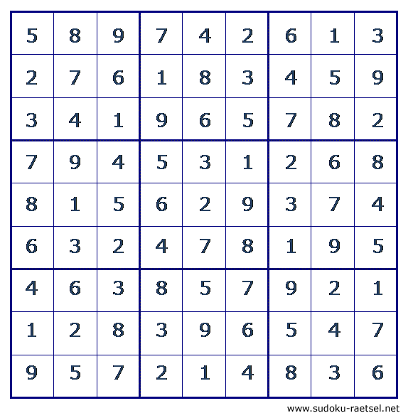 Lösung Sudoku 82 mittel