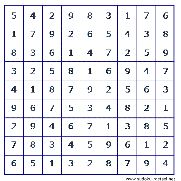 Lösung Sudoku 83 mittel