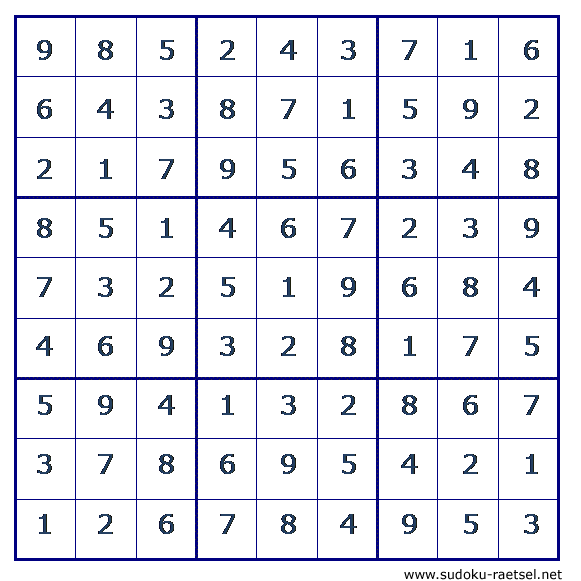 Lösung Sudoku 85 mittel