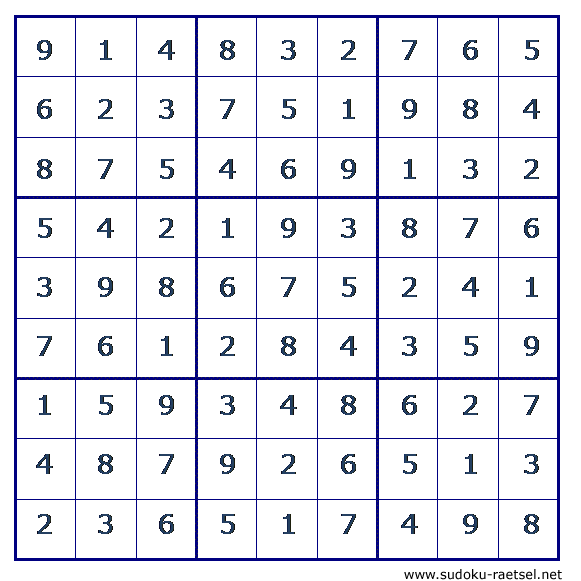 Lösung Sudoku 87 mittel