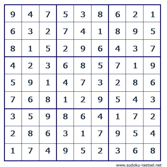 Lösung Sudoku 89 mittel