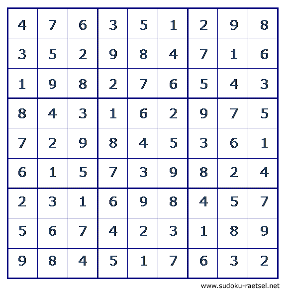 Lösung Sudoku 9 sehr leicht