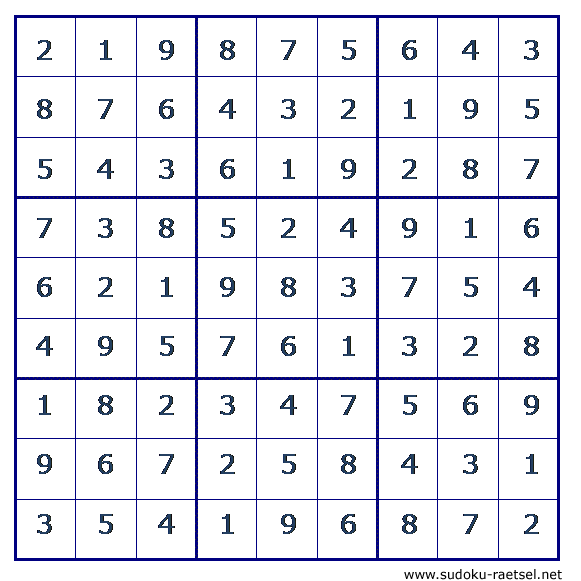 Lösung Sudoku 90 mittel