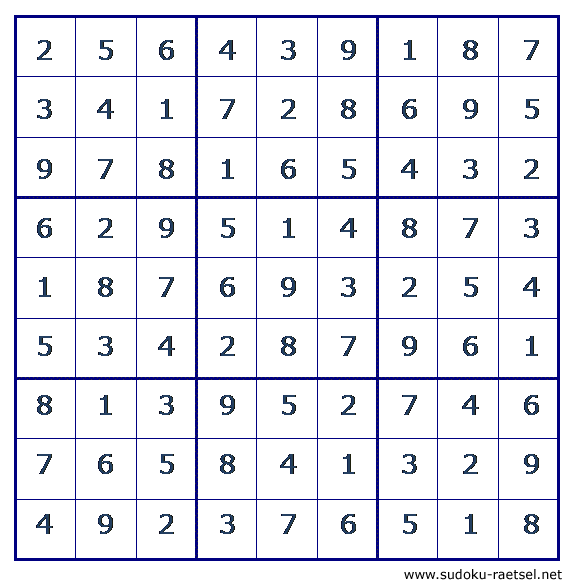 Lösung Sudoku 91 schwer