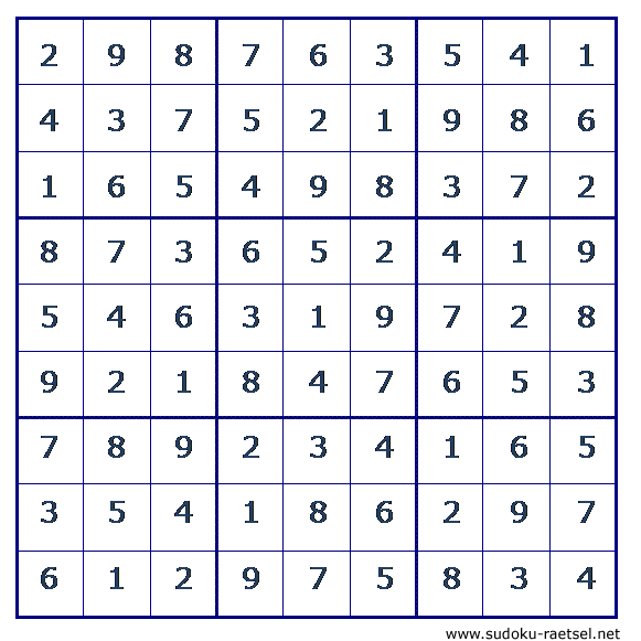 Lösung Sudoku 92 schwer